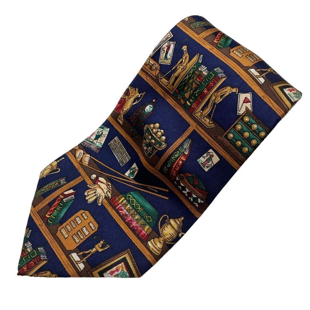 Alynn Tie Men's Necktie Silk Tie Golf Collection Blue  Retro Sports